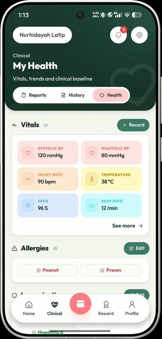 mySihat app: the clinical health screen